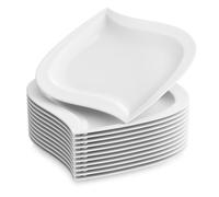 12pcs Assiettes à Dessert 21.5cm Porcelaine Vaisselles Assiette à Gâteau Carré Plat Service de Table Malacasa Série ELVIRA