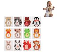 12pcs autocollants bébé mensuels, dessin animé jalon souvenirs pour photos 1-12 mois garçons filles, accessoires photo naissance
