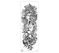12pcs Autocollants De Tatouage De Bras Complet Poseidon Bras De Lion Bras De Fleur Imperméable Ensemble D'autocollants De Tatouage De Bras Complet M5688