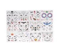 12pcs autocollants de tatouage d'halloween, tatouages temporaires de maquillage du visage décorations effrayantes dessin animé autocollants de tatouage drôles ensemble décorations de fête d'hallow