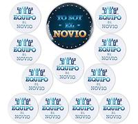 12Pcs Badge EVG Espagnol “Yo soy el Novio””Equipo del Novio”Cadeau Accessoire pour Enterrement de Vie de Garçon Mariage Fête