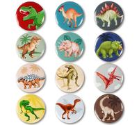 12Pcs Badge Rond Bouton Epingle en Plastique Décoration Vêtement Sac Anniversaire Fête pour Enfant Garçon Fille (Dinosaure)