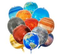12pcs Ballon Système Solaire, 3D Ballon Planète en feuille d'hélium, Ballon Lune, Ballon Terre, Ballon Soleil, Mercure, Mars, Vénus, Jupiter, Saturne, Uranus, Neptune