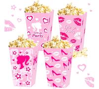 12pcs Boîte À Popcorn Rose Boîte À Bonbons Rose Boîte À Let's Go Sacs À Friandises Sacs À Friandises Pour Fille Fête D'anniversaire Soirée De Mariage