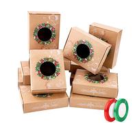 12pcs Boîtes Cadeau Noël Décoratives Papier et 2 Rouleaux de Ruban - Bricolage, Gâteaux, Friandises, Biscuits, Cupcakes