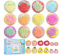 12Pcs Bombes de Bain pour Enfants avec Jouet Surprise à l'intérieur,Coffret Cadeau Boules de Bain,Bombes de Bain Moussantes Organiques Naturelles,Cadeaux pour Femme,Fille,Enfants