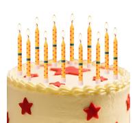 12pcs Bougies d'Anniversaire Anime, Imprimées d'Étoiles Jaunes et Rouges Gâteau d'Anniversaire Décoration de Gâteau avec 7 Boules d'Étoiles pour Garçon et Mari