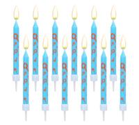 12pcs Bougies D'anniversaire Bleues et Orange avec Nœuds Papillon, Décorations de Gâteau Sur le Thème du Dessin Animé pour les Fêtes D'enfants et Cadeaux Fête