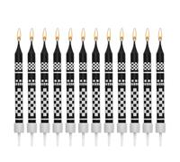 12pcs Bougies d'Anniversaire Sur le Thème des Voitures de Course, Bougie Decorative de Gâteau à Carreaux Cupcakes pour Décorations de Cadeaux de Fête de Voiture de Course Fournitures de Fête