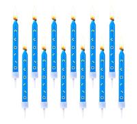 12pcs Bougies d'Anniversaire Thème du Hérisson Bleu, Bougies Anniversaire Bleues avec Anneau Doré Imprimé Personnages Dessins Animés Bougie Décoration Gâteau Hérisson Bleu pour Garçons Filles