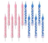 12pcs Bougies D'anniversaire Tropicales à Motifs de Feuilles et Fleurs Palmier, Décorations de Gâteaux sur le Thème L'été Fournitures Fête Hawaïenne (Rose et Bleu)