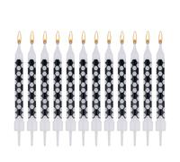 12pcs Bougies Drapeau Damier Noir Blanc, Bougies d'Anniversaire Football Breloque Bougie Thème Voitures Course Fans Sport Anniversaire Mariage Gâteau Décoration Victoire Thème Sportif Enfants