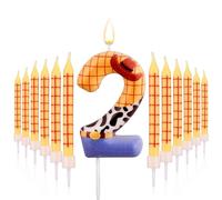 12pcs Bougies Imprimées en Treillis et 1pcs Bougie Numérotée, Bougies d'Anniversaire Dessin Animé Bougies Numérotées d'Inspiration Jouet pour Décoration de Fête Garçons et Filles (Numéro 2)