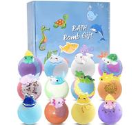 12Pcs Boules de Bain Enfant avec Surprise, Coffret Cadeau Bombes de Bain Moussant aux Huiles Essentielles Naturels Spa Boules Effervescentes Bath Bomb Noël Pâques Anniversaire Cadeau pour Garçon Fille