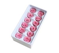 12pcs/Box Fleur Préservée Décorative Solide pour Fête Dîner Ambiance Noël | Style Romantique, Couleur Rose, Lot de 12 Pièces, pour Mariage et Décoration Intérieure Festive