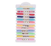 12pcs Bracelets en Argile Coeur, 7in Bracelet d'amitié à la Main colorée Bracelet empilable pour Femmes Bracelet Party Favors for Girls