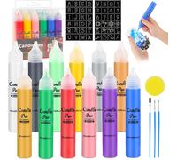 12pcs Candles Pencil Candles Painting Set 30ml 3 Brushes 1 Sponge 2 Stickers Candles Pencils 4 Effects Diy Christmas Gift