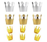 12pcs Chapeaux décoratifs de couronne, couronnes de princesse de prince, couronnes de papier d'or et d'argent, chapeaux réglables de partie de couronne roi pour la fête de jubilé d'or, anniversaire