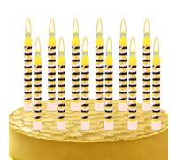 12pcs Chauves-Souris Anniversaire Gâteau Bougies, Blanc Chauves-Souris Bougie avec Noir & Blanc Rayures Héros Thème Anniversaire Fête Fournitures Gâteau Décorations pour Garçons Filles