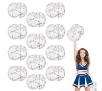 12pcs Cheerleading Pompons, Cheerleader Pompom, Pom Poms Cheerleading avec Poignées pour Danse Football Sport D'équipe Enfants Adultes (Couleur argent mixte)