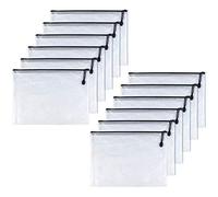 12pcs Chemise Paquet Portefeuille Pochette en PVC Zip Document Dossier/PVC School Office Magazine Document File Zippy Closure Folder Holder Bag-Noir-A4