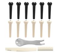 12pcs Chevilles Chevalet Guitare et 3pcs Accessoires Guitare, Chevilles Chevalet Acoustiques avec Extracteur Selle d'Écrou Pièces Chevilles Guitare Outils Remplacement pour Plupart Guitares
