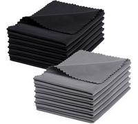12PCS Chiffons Microfibre de Nettoyage, Chiffon de Nettoyant Lunettes pour Lunettes, Téléphones, Tablettes, Écrans, Objectifs d'appareils Photo, 6 x 7 Pouces (15 x 18 cm), Noir + Gris