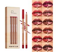 12pcs Crayon À Lèvres,Lip Liner Pencil Set, Stylo Crayon À Lèvres Longue Tenue,Gobelet Antiadhésif,Formule Crémeuse Et Anti-Taches,Coffret Cadeau De Rouge À Lèvres Mat À Texture Lisse(B, M)