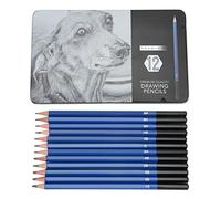 12pcs Crayons à Croquis, Graphite Art Dessin Ingénierie Dessin Design Dessin Crayons, Environnement de Coloriage Brillant Kit de Crayons à Croquis avec Boîte en Fer pour Beginne