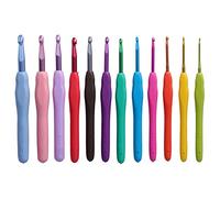 12pcs crochet crochets définir la poignée ergonomique Adhésion confortable avec des lettres imprimées Numéros de tricot en crochet de crochet de croche en aluminium TPR TPR