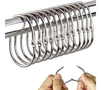 12pcs Crochets de Rideau de Douche Antirouille en Métal, Anneaux de Suspension Ovales, Accessoires pour Rideau (Argent)
