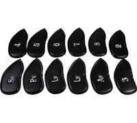 12pcs Cuir synthétique noir club de golf tête de fer de couverture ensemble de protection de la tête