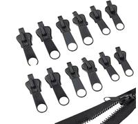 12pcs Curseur Fermeture Eclair Clipsable, Curseur Fermeture Eclair, Reparation Fermeture Éclair, Zip Fermeture Éclair, pour Vêtement, Sac, Vestes, Tentes, Bagages