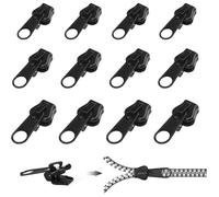12pcs Curseur Fermeture Eclair Clipsable Curseurs de Fermeture Éclair Clipsables Remplacement Instantané pour Veste- Noir