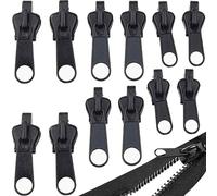 12pcs Curseur Fermeture Eclair Clipsable, Curseurs de Fermeture Éclair Clipsables, Zip Fermeture Eclair Plusieurs Tailles, Remplacement Instantané pour Veste, Manteau, Valise (Noir)