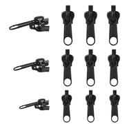 12pcs Curseur Fermeture Eclair Clipsable Tirette de Fermeture Eclair, Remplacement Universel Fermeture Eclair, Détachable Zipper pour Veste, Manteau, Valise (Noir)