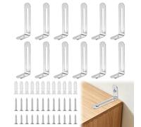 12pcs Dancrages pour Meubles, Anti-Basculement Haute Résistance Ancrage de Meuble à Mur pour Commode Armoire Bibliothèque Séisme Chambre d'Enfant Salon (Argent)