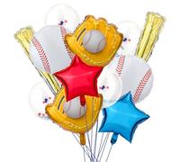 12pcs d'Arche de Guirlande de Ballons de Baseball Kit, 2 Grands Ballons de Baseball en Aluminium Gant de Ballons de Fête d'Anniversaire en Aluminium à Cinq Pointes Ballons à confettis en Latex