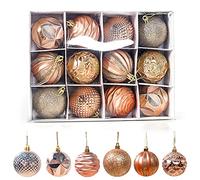 12pcs décorations d'arbre de Noël, Ornements de Baubles de Noël | 6cm Baubles décorations de Noël, plastique à l'épreuve, cordes pré-accrochées, pour Noël arbre décor fête