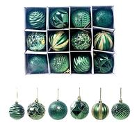 12pcs décorations d'arbre de Noël, Ornements de Baubles de Noël | 6cm Baubles décorations de Noël, plastique à l'épreuve, cordes pré-accrochées, pour Noël arbre décor fête