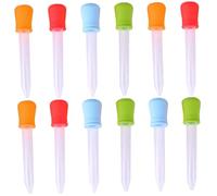 12Pcs Droppers for Kids 0.9x4.8 inch Plastic Pipettes Dropper with Bulb Tip for Home Science Experiment, Random Color