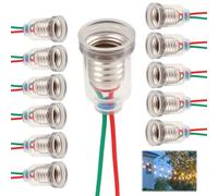 12PCS E10 Lampes Base LED, Support Douille E10 Visée avec Câble, Douille pour Ampoules LED E10 pour Expérimentations Scientifiques, Matériel de Test Électrique DIY et Bricolage
