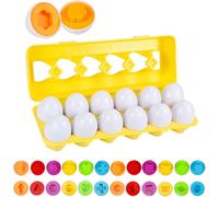 12pcs Egg Toys Matching Puzzle Montessori Eggs Educational Geometric Toys,Kids Early Teaching Recognize Color Shapes Patchwork,1 2 3 Years Old Egg Box Jou