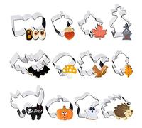 12pcs Emporte Piece Biscuits en Acier Inoxydable Couper de Biscuit Cookie Cutters Moule de Patisserie DIY pour Biscuits Pâtisserie Gâteaux pour Halloween Automne