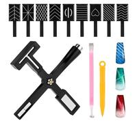 12pcs Ensemble d'Aimants pour Ongles, Aimant pour Ongles pour Oil de Chat Comprenant un Outil de Beauté en Croix, un Stylo Magnétique à Une et Deux Têtes, des Tableaux Magnétiques à Rayures