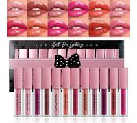 12pcs Ensemble de gloss à lèvres, Coffret de maquillage pour les femmes et les filles : rouge à lèvres liquide hydratant, brillant et teinté, imperméable et anti-adhérent