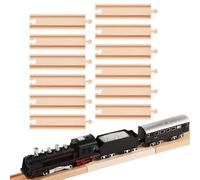 12pcs Ensemble d'Extension de Voie de Train en Bois, 16,2cm Connecteur de Voie Train en Bois Droit Accessoires de Voie de Train pour Enfants Compatible avec Plupart des Marques de Train Jouet
