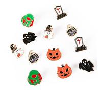 12pcs Épingles d'Halloween, Monstre d'Horreur Fantôme Citrouille Chat Noir Pierre Tombale Épingles en Émail Alliage de Zinc Broches Effrayantes Épingles à Revers pour à Dos Veste Vêtements