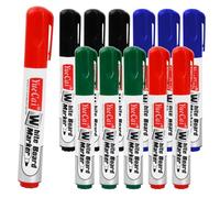 12PCS Feutre Tableau Blanc Effacable, Marqueur Tableau Blanc Effacable à Sec, 4 Couleurs Noir Bleu Rouge Vert, Pointe Balle de 2-3 mm, Whiteboard Marker Pen pour Maison, Bureau, École (12)