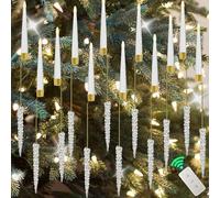 12pcs Films d'arbre de Noël, LED Ticer TiPer Bougies vacillantes sans flammes avec crochets en cristal, lumière blanche chaude pour la décoration intérieure de fête à domicile